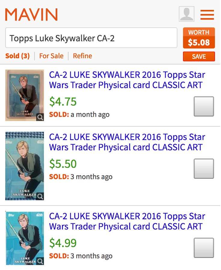 Star Wars Card Price Guide CardMavin