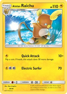 Pokemon Sun and Moon Trainer Kit Alolan Raichu Deck card 30