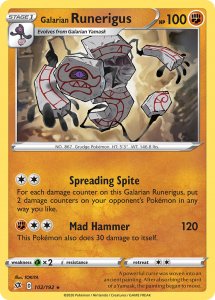 Pokemon Rebel Clash card 102 Galarian Runerigus